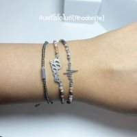 *มีทุกไซส์*กำไลข้อมือหินแท้SET2ชิ้นหิน โรโดไนต์(Rhodonite)*3mm สร้อยข้อมือหินนำโชคสายฝอ