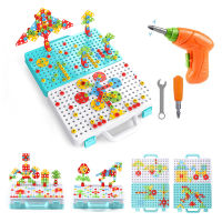 189316 Pieces Electric Drill Puzzle Toy Set 2D3D Mosaic Puzzle Kit with Screwdriver Tool STEM Education Building Block Toys