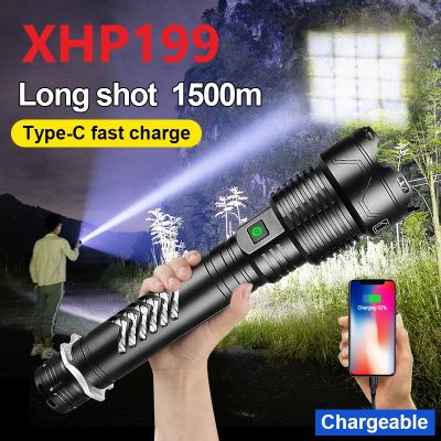 XHP199 Most Powerful LED Flashlight Rechargeable Tactical Torch Light XHP160 XHP90 High Power LED Flashlight USB Hunting Lantern