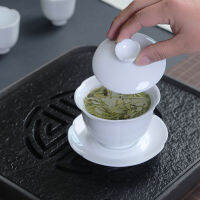 Dehua White Porcelain Shadow Celadon Tea Set ถ้วยชา Kung Fu Tea Bowl เซรามิก Sancai ฝาครอบขนาดใหญ่