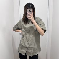 Uniqlo Sanlitun produced summer mens and womens linen cotton collar shirt couple short-sleeved casual jacket shirt Y457438