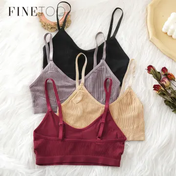 FINETOO Seamless Push Up Ribbed Cami Top Sexy Push Up Bra For