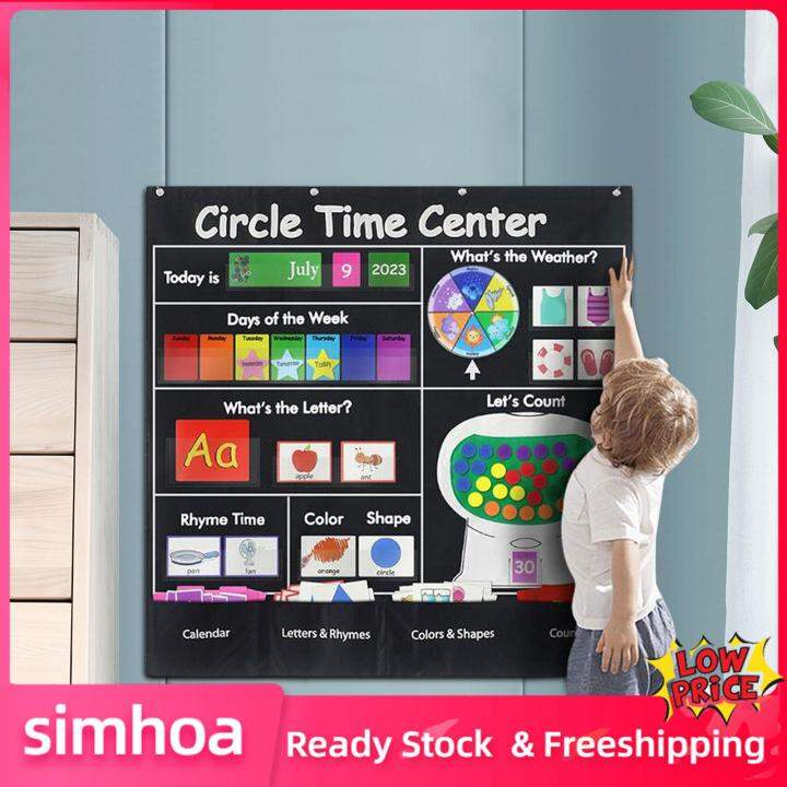 Multifunctional Classroom Pocket Chart For Circle Time And Teaching In Shape Color Weather Classroom Pocket Chart