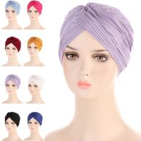 【YF】 Muslim Women Cross Ruffle Chemo Sleep Turban Hijab Bonnet Headwear Scarf Beanie Cap Hat for Cancer Patient Hair Loss Accessories