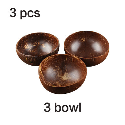Trend Natural Coconut Shell bowl Tableware kitchen set Spoon Coconut Bowl Fruit Salad Noodle Rice Bowl Wooden Creative tools