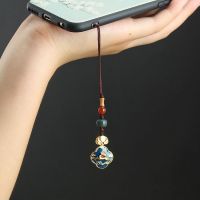 Alluvial Gold Lotus Key Chain เครื่องประดับอินทรีย์ Cloisonne Lotus จี้แฟชั่นจีนธรรมชาติ Charm ของขวัญ Amulet กระเป๋า Buckle