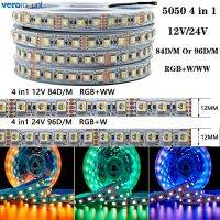 SMD5050 RGBW RGBWW 4 In 1 LED Strip 60 84 96 Ledsm 5M DC12V 24V LED เทป IP20 IP65 IP67กันน้ำ LED เทปเชือกริบบิ้น Light