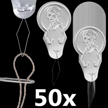 100 Sliver Bow Wire Needle Threader Hand Machine Sewing Stitch Insertion  Tool