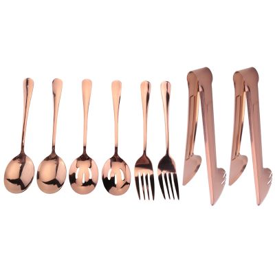 Stainless Steel Flatware Serving Utensils Large Serving Spoon Set of for Kitchen (8 Pieces)