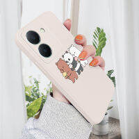 เคสเคสโทรศัพท์ Hp สำหรับ VIVO Y27 5G เคสกล้องคลุมทั้งหมดลายการ์ตูนเราหมีแพนด้าเคสโทรศัพท์กริซลี่ขอบสี่เหลี่ยม