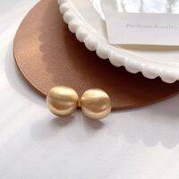 【YP】 Korean Metallic Brushed Ear Earrings Temperament Round Clip on No Piercing