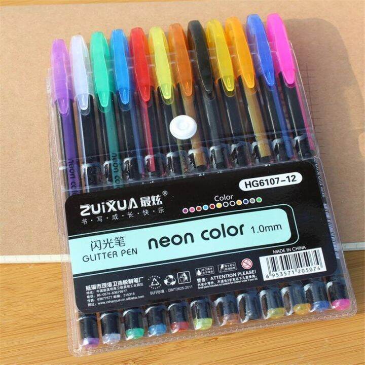 12in1 Color Ball Pen Set Neon Color Glitter Pen Blink Pen Pastel Pen Metal Pen 1.0mm Ballpoint