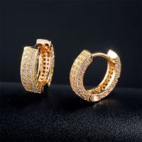 hotx【DT】 Fashion Gold Color Hoop Earrings Luxury Jewelry