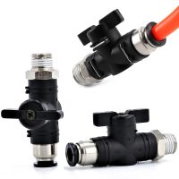 BC pneumatic quick coupling male thread 1/8" 1/4" 3/8" 1/2" ball valve switch PU hose manual valve flow manual rotary valve Pipe Fittings Accessories