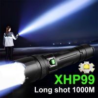 10000LM ซูเปอร์ XHP99ที่มีประสิทธิภาพมากที่สุดไฟฉาย LED พลังงานสูงยุทธวิธีไฟฉาย USB ชาร์จโคมไฟตั้งแคมป์ธนาคารอำนาจฉุกเฉิน