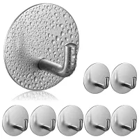 10 Pieces Adhesive Hooks Heavy Duty Wall Hooks Stainless Steel Self Adhesive Hooks, Bathroom Kitchen Office Organizer