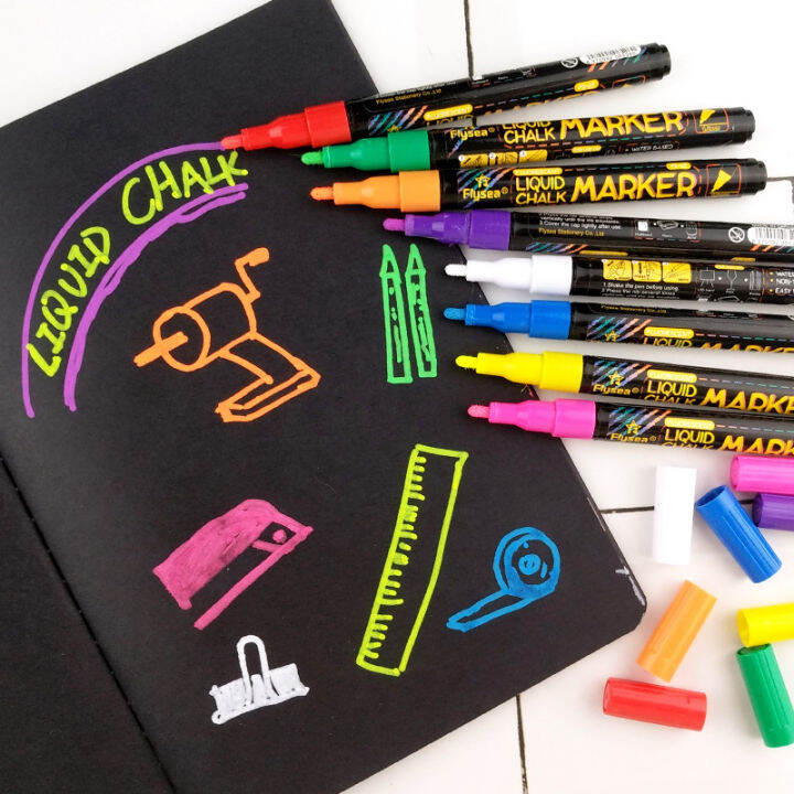 1-0มิลลิเมตรของเหลวชอล์กปากกามาร์กเกอร์หลายสี-erasable-เน้นข้อความสูทสำหรับกระดานดำ-led-คณะกรรมการการเขียนกระจกหน้าต่างจิตรกรรม