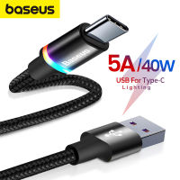 Baseus USB 40W สำหรับ Type-สายเคเบิ้ล Type C สำหรับ Huawei Mate 30 20 P40 P30 P20 Pro สายชาร์จสายเคเบิล5A