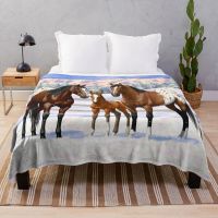 New Style Horse Flannel Throw Blanket King Queen Size for Couch Sofa Bed Super Soft Lightweight Warm Wild Animals Pattern Blanket for Kids