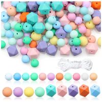 Silicone Beads Silicone Loose Beads for Keychain Making Polygonal for DIY Necklace Bracelet Jewelry