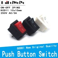 10Pcs KCD1 Push Button Switch 10x15mm 2Pin 3A 250V KCD11 Snap-in On/Off Rocker Switch 10MMx15MM KCD1-101 117S Black Red White