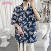 Hawaiishopเสื้อเชิ้ตชายหาด ผู้หญิงหรือผู้ชายใส่ก็ได้ ใส่เที่ยวทะเล ใส่เที่ยวเทศกาลได้ทุกฤดูกาล เสื้อเชิ้ตแขนสั้นลายใบไม้