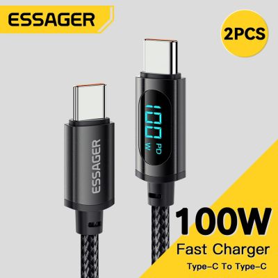 Essager 2PCS Type C to Type C Cable 100W PD Fast Charging Charger USB C to USB C Display Cable For Xiaomi  Realme Macbook iPad Docks hargers Docks Cha