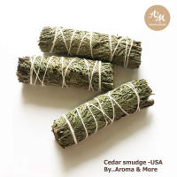 Aroma&amp;More  Cedar Smudge hand rolled- California  ให้กลิ่นหอมสดของไม้และใบซีดาร์ และจุดขับไล่พลังงานลบนําความสุขสว่างมาสู่พื้นที่ของคุณ 10cm/25g