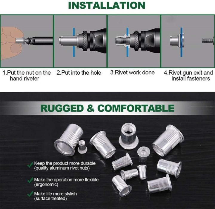 cw-100-50-20-10pcs-aluminum-alloy-rivet-flat-threaded-nuts-set-m4-m5-insert-nutsert-cap