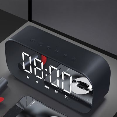 【Worth-Buy】 ลำโพงบลูทูธพร้อมวิทยุ Fm เครื่องเล่นเพลงซับวูฟเฟอร์เลื่อนนาฬิกาปลุกกระจกแบบไร้สาย