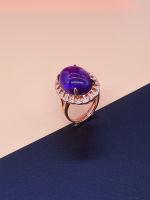 925 Silver Natural Amethyst Fashion Atmosphere Womens Ring Banquet Wedding Proposal Valentines Day Gifts Exquisite Jewelry