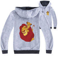 Lion King Girl Lesure สีดำ/ สีเทาผ้าฝ้าย + โพลีเอสเตอร์แขนยาว Hooded Zipper เสื้อกันหนาวเด็กทารกเสื้อสาวฤดูใบไม้ผลิและฤดูใบไม้ร่วงเสื้อผ้าเด็ก