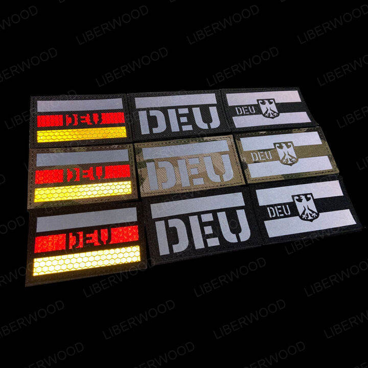 liberwood-เยอรมนี-eagle-สะท้อนแสง-deu-อินฟราเรด-ir-patch-deutschland-เยอรมันทหาร-multicam-ยุทธวิธี-badge-เสื้อผ้า-applique