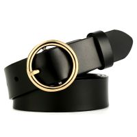 Swin Ready Stock Women Pin Buckle Round Metal Circle Belts PU All-Match Belt