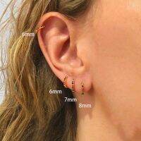 2pc 5/6/7/8/9mm Multicolor Cz Hoop Cartilage Earring Rainbow Simple Helix Tragus Daith Conch Rook Snug Ear Piercing Jewelry