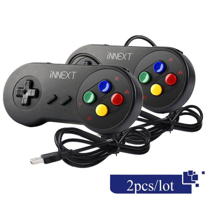 2ชิ้น-ล็อตเกมแพดตัวควบคุม-usb-จอยควบคุมเกมสุดๆ-snes-usb-จอยสติ๊กเกมโทรศัพท์และแท็บเล็ตเกมแพดคลาสสิกสำหรับพีซีเกม-mac