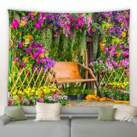 【CW】✌๑✕  Tapestry Fence Landscape Background Wall Hanging Garden Poster for Room Aesthetics