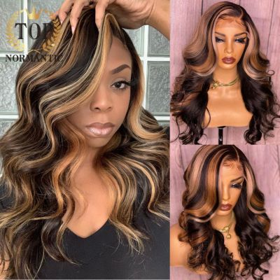 Topnormantic Brazilian Remy Human Hair 13x4 Lace Front Wigs Highlight Color Body Wave 4x4 Closure Wig With Pre Plucked Hairline