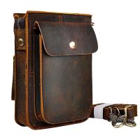 Crazy Horse Leather Multifunction Casual Daily Fashion Small Messenger One Shoulder Bag Designer Waist Belt Bag Phone Pouch 021