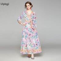 European and American Fashion All-Match Waist Slimming Positioning Printed Dress