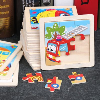 11*11CM Kids Toy Wood Puzzle Wooden 3D Puzzle Jigsaw for Children Baby Cartoon AnimalTraffic Puzzles Educational Toy