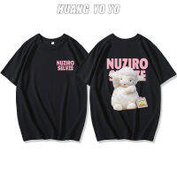 HUANGYOYO เสื้อยืดแขนสั้น100% ผ้าฝ้ายลำลองตัวอักษรแกะการ์ตูนน่ารัก