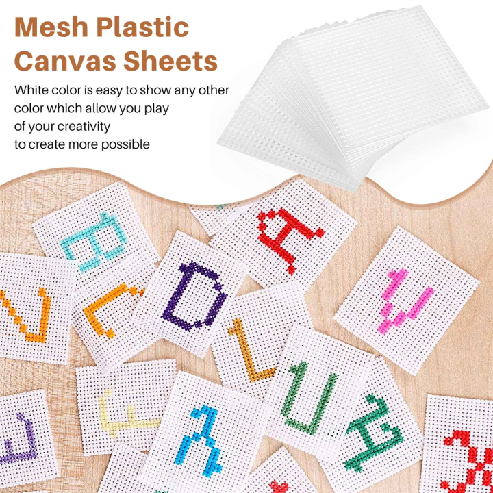 30-pieces-plastic-mesh-canvas-sheets-for-embroidery-acrylic-yarn-crafting-knit-and-crochet-projects-10-6-x-10-6cm