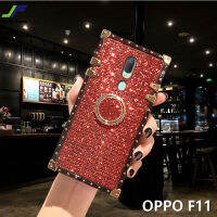 JieFie เคสป้องกันเต็มรูปแบบสำหรับ OPPO F11 / F11 Pro/ F9เพชรเคสโทรศัพท์สี่เหลี่ยมกากเพชรหรูหราพร้อมขาตั้งแบบห่วง