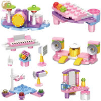 Girls Musical Instrument Building Blocks Small Particle Bricks Assemble Toys For Children Birthday Gifts