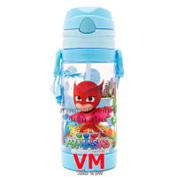 กระติกน้ำ 450ml. หลอดดูดแบบเด้ง ฝาทึบ มีสายสะพาย ลาย PJ MASK