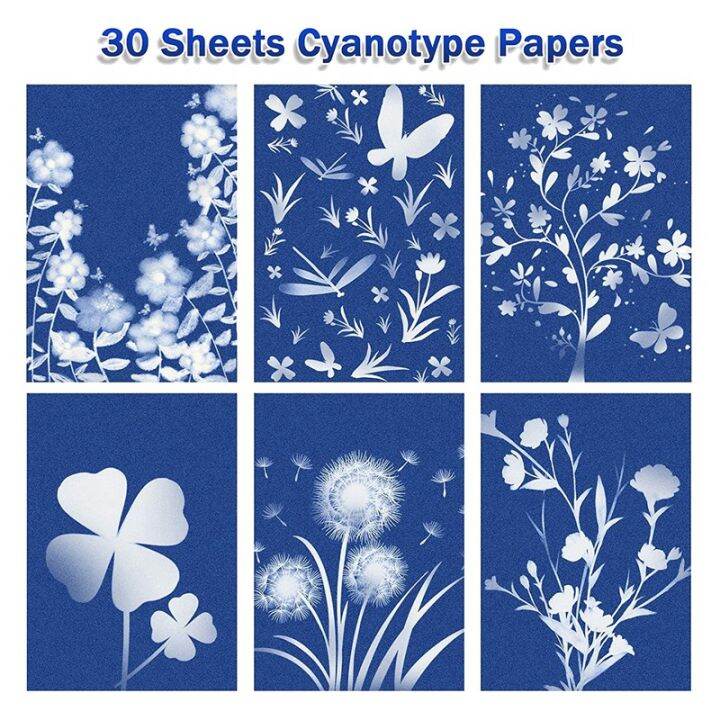 cyanotype-paper-30-pcs-a5-sun-print-paper-kit-high-sensitivity-sun-print-nature-printing-paper-solar-drawing-pape