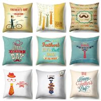 Happy Father Day Cushion Cover Letter Printed Cushion Case Sofa Throw Waist Pillowcase Square Festival Pillow Case