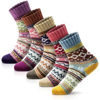 Womens Socks Winter Wool Socks Cozy Knit Warm Winter Socks for Mountain Climbing Skiing Christmas GiftsArtistic Style Socks