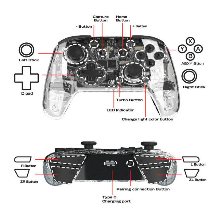 จอย-iine-l513-transparent-pro-controller-nintendo-switch-จอยเกมส์ไร้สาย-จอยเกมโปร่งใส-สำหรับ-nintendo-switch-pc-mobuying